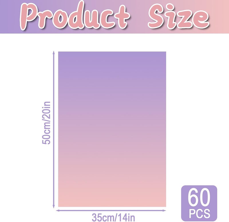 Ethanberg 60 Sheets Gift Wrapping Tissue Paper Bulk, Pink Purple Gradient Tissue Paper for Gift Bags, Decorative Art Papers for DIY Crafts Wedding Birthday Baby Showers Holiday Party Decor, 20x14 Inches - Image 2